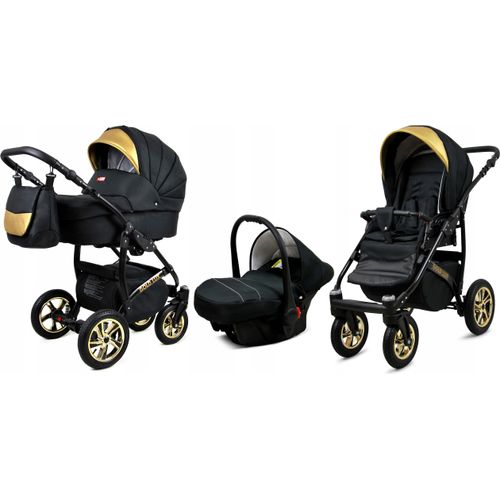 BabyLux® Gold Lux | 3in1 Kinderwagen Set | Onyx | Kombikinderwagen | Kinderwagenset | Buggy + Ba