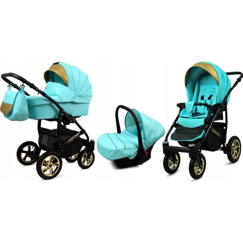 BabyLux® Gold Lux | 3in1 Kinderwagen Set | Mint | Kombikinderwagen | Kinderwagenset | Buggy + Ba