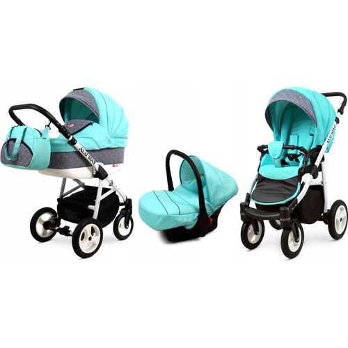 BabyLux® Alu Way | 3in1 Kinderwagen Set | Mint | Kombikinderwagen | Kinderwagenset | Buggy + Bab