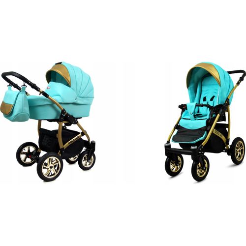 BabyLux® Gold Lux | 2in1 Kinderwagen Set | Mint | Kombikinderwagen | Kinderwagenset | Buggy + Ba