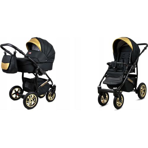 BabyLux® Gold Lux | 2in1 Kinderwagen Set | Onyx | Kombikinderwagen | Kinderwagenset | Buggy + Ba