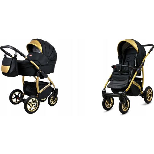 BabyLux® Gold Lux | 2in1 Kinderwagen Set | Onyx | Kombikinderwagen | Kinderwagenset | Buggy + Ba
