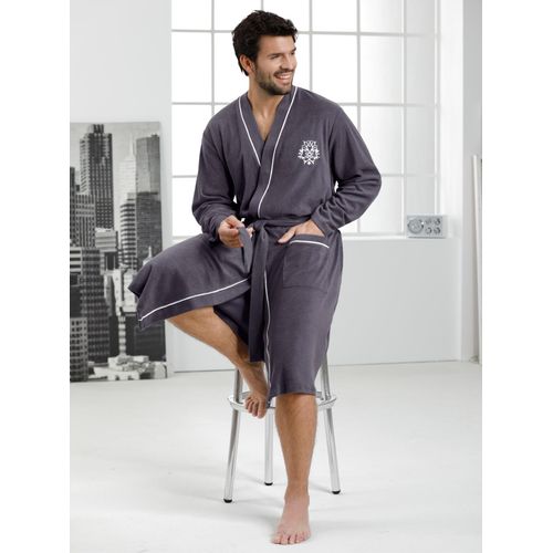 Bademantel FEEL GOOD Gr. 52, grau (grafit), 52/54, Baumwoll-Mix, Hausmäntel, Bademantel