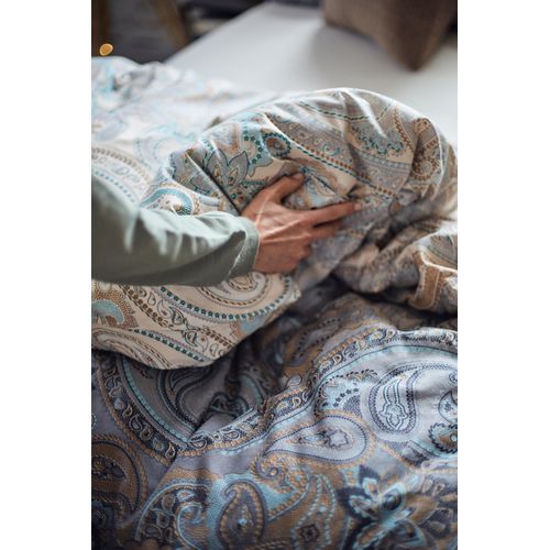 Bettwäsche WÄSCHEPUR Gr. 1, beige (champagner, royalblau, bedruckt), B/L: 135cm x 200cm, Renforcé, B/L: 80cm x 80cm, 2 Stk., Renforcé, 100% Baumwolle, Bettwäsche