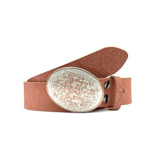 Koppelgürtel RETTUNGSRING GÜRTEL, Damen, Gr. 105, rosa, Leder, geprägtes Muster, used, vintage, Gürtel, Geprägt, Used-Look