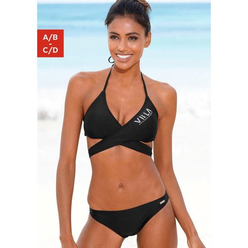 Triangel-Bikini VENICE BEACH, Damen, Gr. 40, Cup A/B, schwarz, Polyamid, unifarben, Bikini-Sets, mit Top zum Wickeln