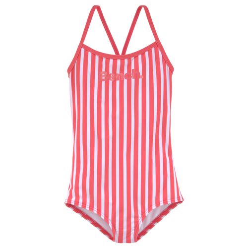 Badeanzug BENCH., Jungen, Gr. 122/128, N-Gr, rot (koralle gestreift), Recycling-Polyamid, gestreift, Badeanzüge, mit trendigem Streifendesign