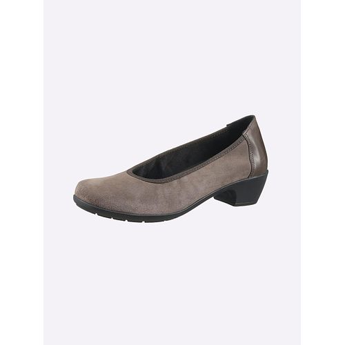Pumps CASUAL LOOKS, Damen, Gr. 42, grau (taupe), Glattleder, Nubukleder, Rindsleder, Schuhe