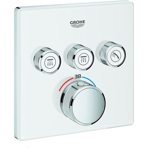 GROHE THERMOSTAT MIT 3 ABSPERRVENTILEN, Badewanne & Dusche, Drehventile, Metall, Weiß