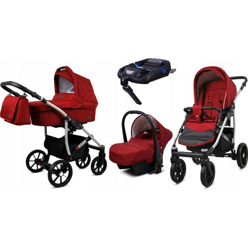 BabyLux® Qbaro | 4in1 Kinderwagen Set | Chili | Kombikinderwagen | Kinderwagenset | Isofix-Basis