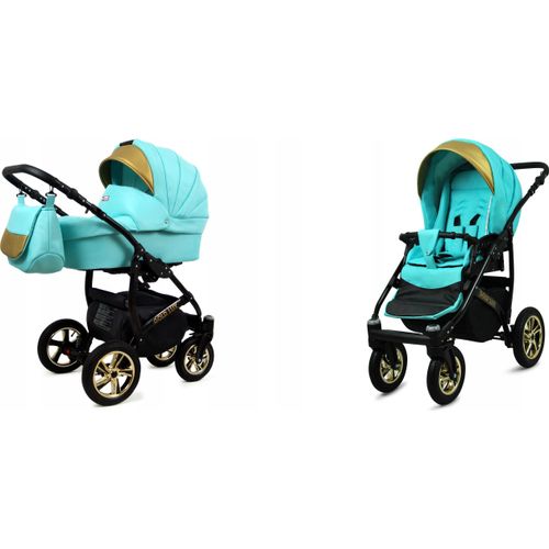 BabyLux® Gold Lux | 2in1 Kinderwagen Set | Mint | Kombikinderwagen | Kinderwagenset | Buggy + Ba