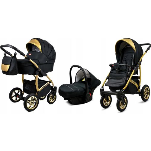 BabyLux® Gold Lux | 3in1 Kinderwagen Set | Onyx | Kombikinderwagen | Kinderwagenset | Buggy + Ba
