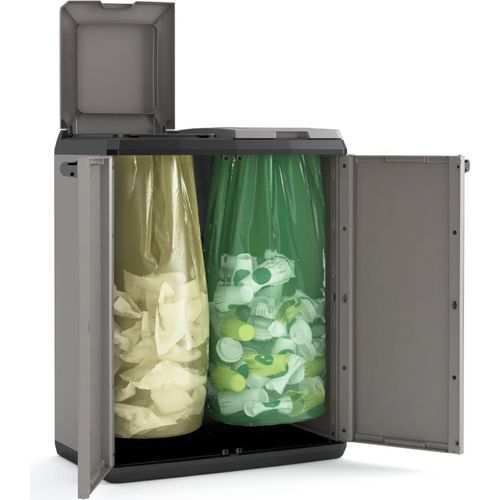 Recyclingkast 68x39x85cm grau/schwarz 2-fach manuell