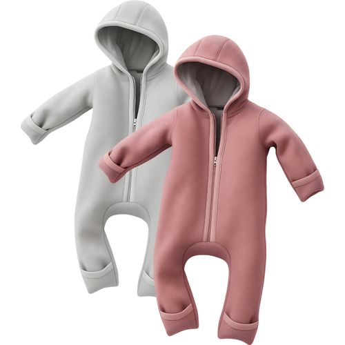 Walkoverall Bio-Schurwolle - Rosa + Grau - 2er Set 98/104