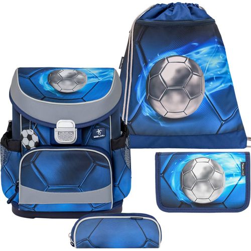 Belmil Schulranzen Set MINI FIT Football 4 (Motiv: Fußball) für Jungen ab 1. Klasse Grundschule Einschulung
