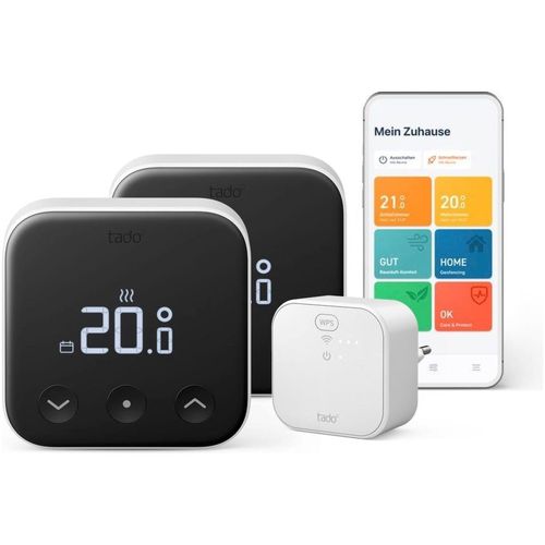 TADO Smart-Home-Zubehör "Kit Smartes Thermostat + Smartes Thermostat (Line X)", schwarz, B:19,5cm H:10,5cm T:29,5cm, Smart-Home-Stationen