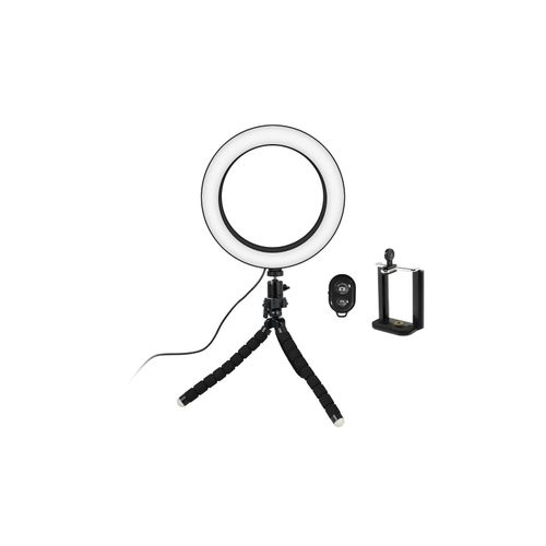 Selfie-Lampe/Ringlicht (20 cm) mit formbarem Stativ