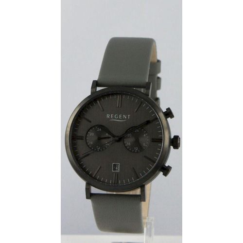 Regent Herren Uhr Lederarmband Leder Armbanduhr Analog dunkelgrau UR1111501