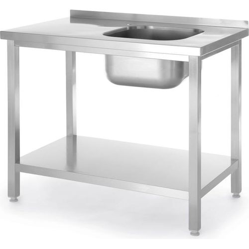 Einbeckenspüle mit Ablage links Budget Line STAL 1000 x 600 x 850 cm - Hendi 817025