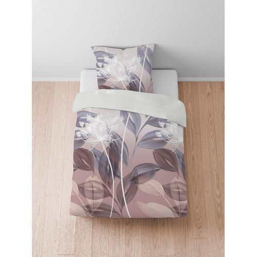 Bettwäsche BIBERNA Gr. 1, braun, bedruckt, B/L: 135cm x 200cm, Feinbiber, B/L: 80cm x 80cm, 1 Stk., Bettwäsche