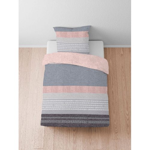 Bettwäsche BIBERNA Gr. 3, silbergrau, B/L: 155cm x 220cm, Feinbiber, B/L: 80cm x 80cm, 1 Stk., Feinbiber, 100% Baumwolle, Bettwäsche, Bettwäsche