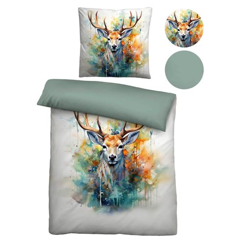 Bettwäsche BIBERNA Gr. 3, natur, bunt, B/L: 155cm x 220cm, Feinbiber, B/L: 80cm x 80cm, 1 Stk., Feinbiber, 100% Baumwolle, Bettwäsche