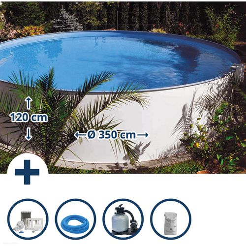 Summer Fun Stahlwandbecken Set Baja Exklusiv rund ø 3,50m x 1,20m Folie 0,6mm Pool Rundpool / 350 x 120 cm Stahlwandpool Rundbecken Poolset