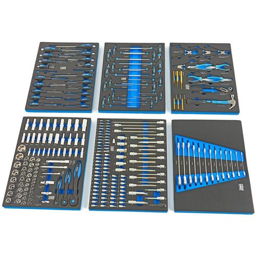 Werkzeugset 6 Werkzeugeinlagen für Werkstattwagen 245tlg Werkzeuge blau
