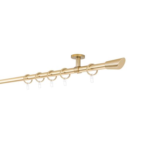 20mm,1-läufig,Rohr,Deckenträger classic,Endstück rag Größe: 130cm, Farbvariante: Messing-Matt