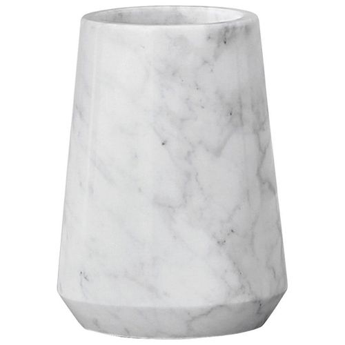 Zahnputzbecher KLEINE WOLKE "Carrara", weiß, B:8,5cm H:11,5cm L:8,5cm, Marmor, Zahnputzbecher