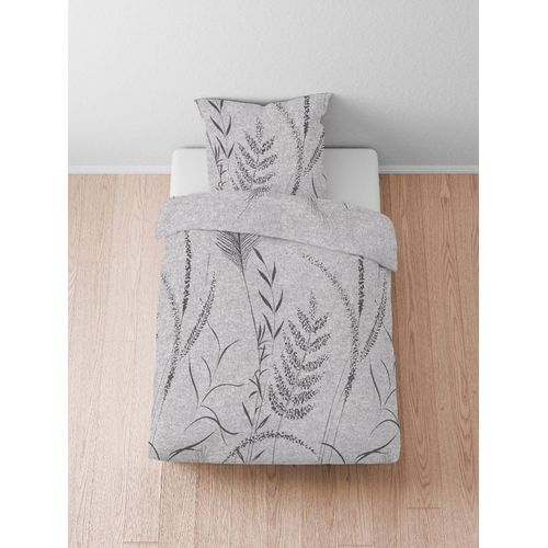 Bettwäsche BIBERNA Gr. 2, dunkelgrau, B/L: 155cm x 200cm, Biber, B/L: 80cm x 80cm, 2 Stk., Biber, 100% Baumwolle, Bettwäsche