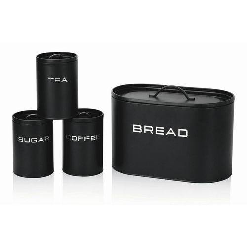 Gourmetmaxx Vorratsdosenset GOURMETmaxx, Schwarz, Metall, 4-teilig, 23x18x34 cm, luftdichter Verschluss, wasserdicht, Küchenzubehör, Vorratsbehälter, Vorratsdosen Sets