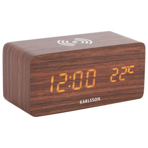 Karlsson Wecker Clock Block, Braun, Holzwerkstoff, 15x7.1x7.4 cm, Weckfunktion, 3D-Zahlen, umstellbar von °C in °F, Hintergrundbeleuchtung, Dekoration, Uhren, Wecker