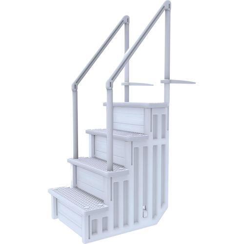 Leiter für Einbaubecken, 4 Sprossen, aus HDPE-Polyethylen - inkl. Gewichte - Pool Treppe für Aufstellbecken und eingelassene Schwimmbecken