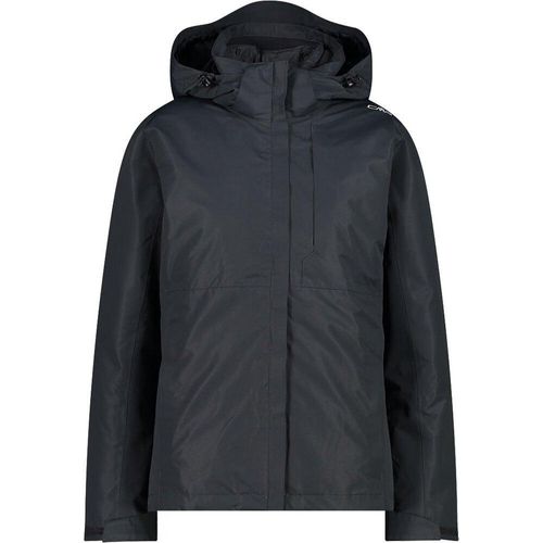Cmp Woman Jacket Zip Hood Detachbl Titanio 44