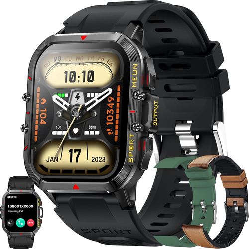 Herren Smartwatch mit Telefonfunktion 1.96 Inch Touchscreen IP68 Sportuhr mit 100 Sportmodi Fitness Uhr Herzfrequenz Schlaf Blutdruck Pedometer