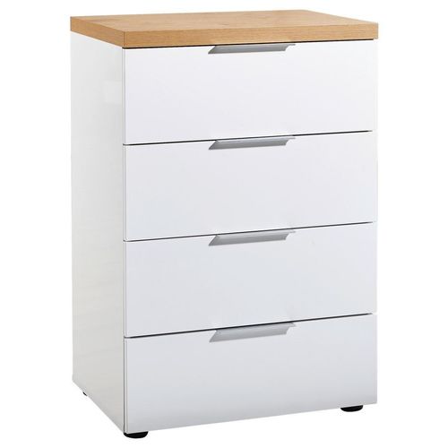 Xora Kommode, Weiß, Eiche, Metall, 4 Schublade(n) Schubladen, 60x89x43 cm, Beimöbel erhältlich, Wohnzimmer, Kommoden & Sideboards, Kommoden
