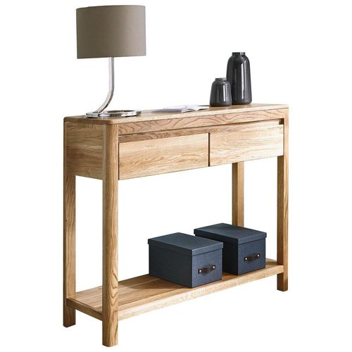 Konsolentisch , Eiche , Holz , Eiche , massiv , 2 Schubladen , rechteckig , eckig , 33x78x90 cm , Wohnzimmer, Wohnzimmertische, Konsolentische