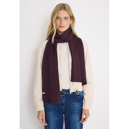Schal CECIL, Damen, Gr. onesize, schwarz plum, Stoff, 55% Viskose, 27% Polyester, 18% Polyamid, unifarben, Modetücher, in Ripp Optik