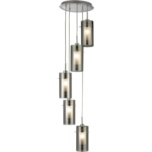 SEARCHLIGHT Hängeleuchte "Duo I 5Lt Pendant", silber (klarglas), 5, Ø 28cm H: 120cm, 1 Stk., Leuchten, Hängeleuchte