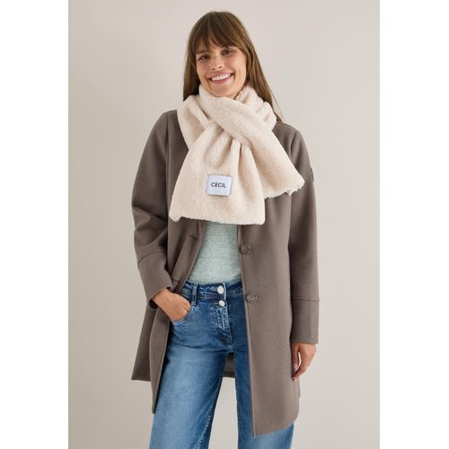 Schal CECIL, Damen, Gr. onesize, teddy vanilleweiß, Stoff, Vorderseite: 100% Polyester; Rückseite: 50% Modal, 50% Baumwolle, unifarben, Modetücher, Basic