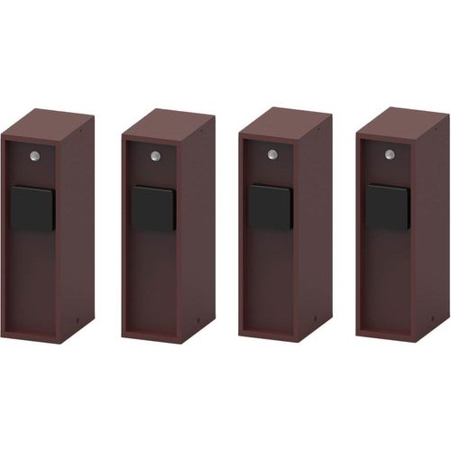 Novatool 4x Steckdosensäule 3-fach außen Braun Edelstahl eckig IP44 Steckdose Aussen Gartensteckdose Outdoor Steckdosensäule Garten Steckdosenturm (Elektro)