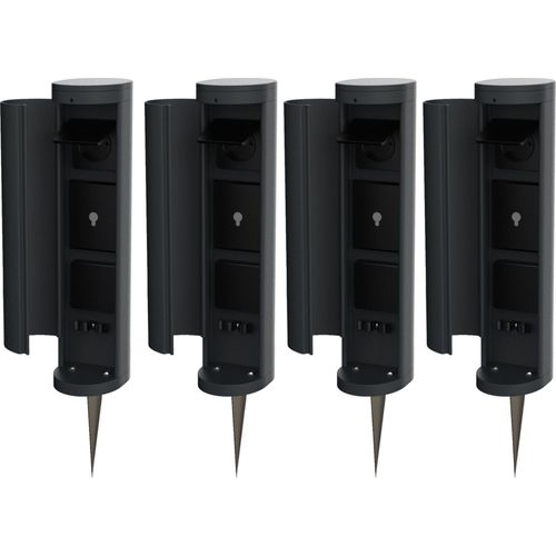 Novatool 4x Gartensteckdose Funk 2-fach Anthrazit SMART WIFI APP IP44 mit Erdspieß Steckdose rund Aussen Gartensteckdose Outdoor Steckdosesäule Garten Steckdosenturm (Elektro)