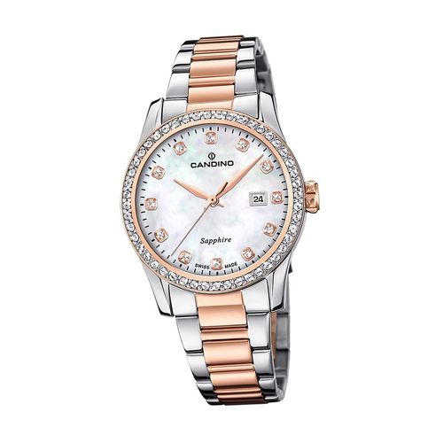Candino Edelstahl Damen Analog Armbanduhr rosegold silber Candino Elegance D2UC4741/1