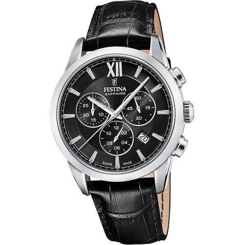 Festina Herren Uhr Swiss Lederarmband schwarz D2UF20041/4