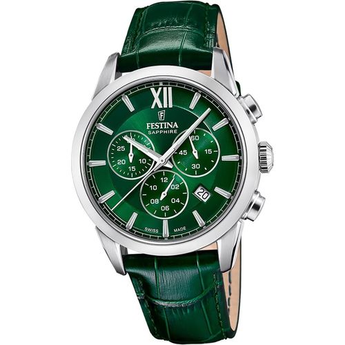 Festina Herren Uhr Swiss Lederarmband grün D2UF20041/3