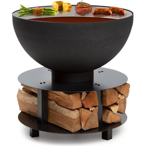 Blumfeldt Feuerschale, Tragbare Feuerschalen für den Garten, Outdoor Feuerstelle, Feuerschalen mit Grillrost, Feuerschale Groß, Gartenfeuerschale für Balkon & Terrasse, 60 x 56 x 60 cm