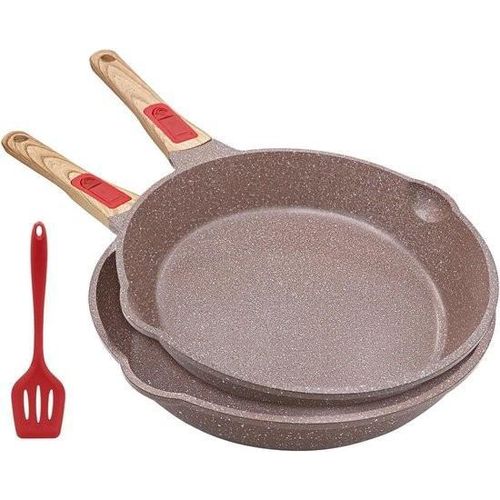 Antihaft-Keramik-Bratpfannen-Set – gesunde Bratpfannen – 2-teilig – braun – Keramik