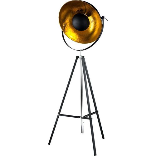 Stehlampe, Stativ, Höhenverstellbar, Metall, schwarz gold