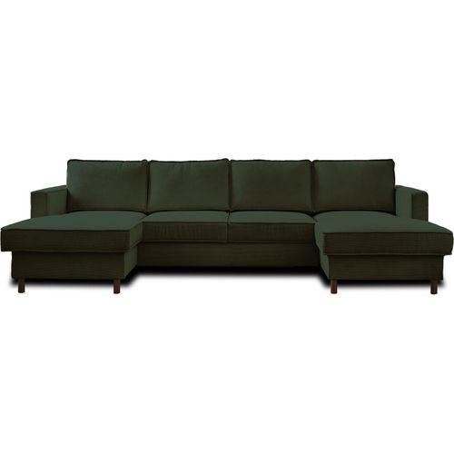 Best Mobilier Jake, Ecksofa, Grün, 7 Sitz(e), Jake, Samt, Holz